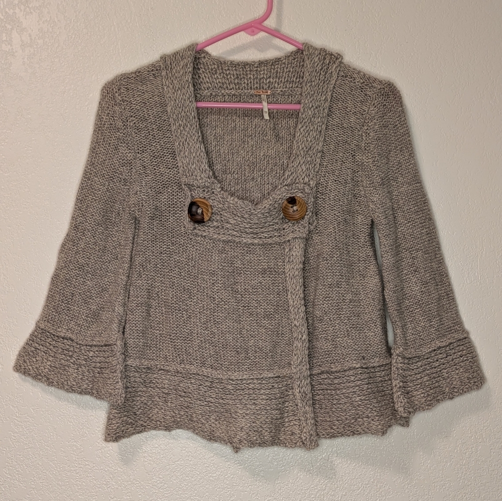 Free People Wool Blend Cardigan with Wooden Buttons - Picture 5 of 9